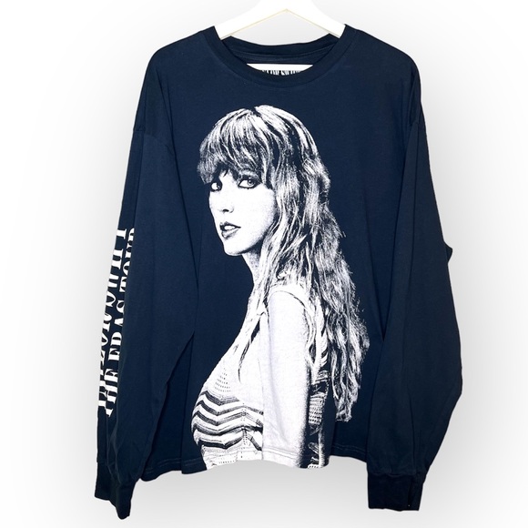 Taylor Swift Tops - Taylor Swift Eras Tour Official Long Sleeve Navy T-Shirt Tee Shirt sz L